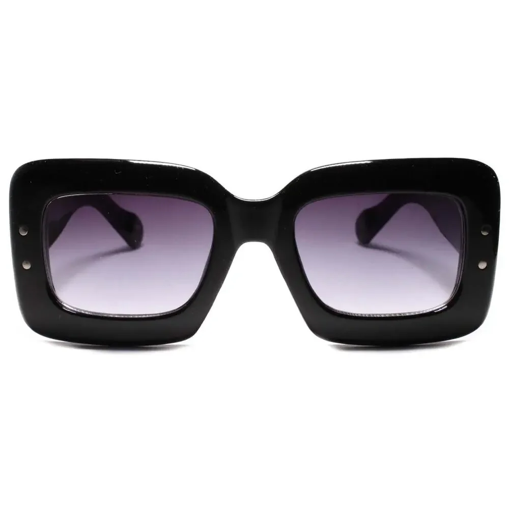 Oversized Black Rectangle Sunglasses Thick Frame Unisex